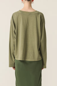 Nude Lucy Spence Organic Washed Tee In a Green Willow Colour