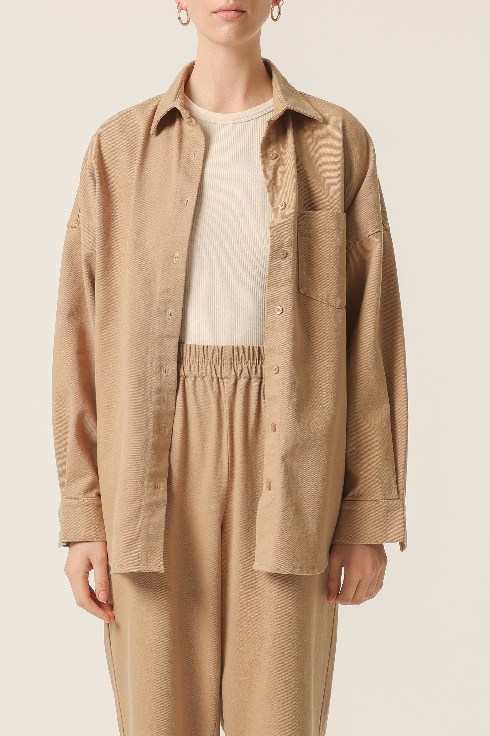 Nude Lucy Denver Shirt In a Beige Sepia Colour