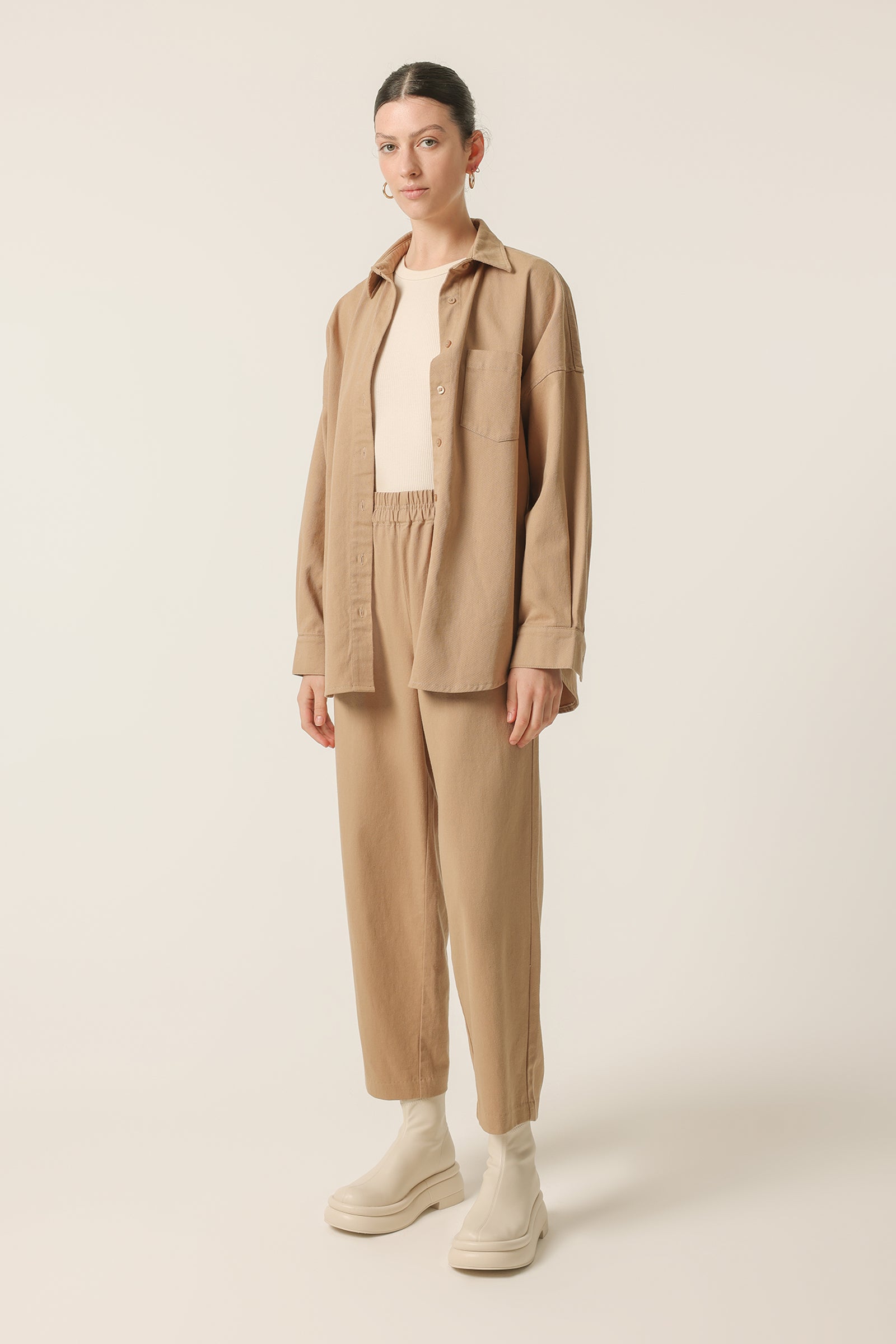 Nude Lucy Denver Shirt In a Beige Sepia Colour
