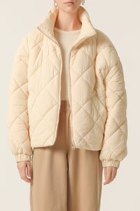 Nude Lucy Asha Puffer Jacket In A Pale Yellow Wheat Colour