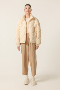 Nude Lucy Asha Puffer Jacket In A Pale Yellow Wheat Colour