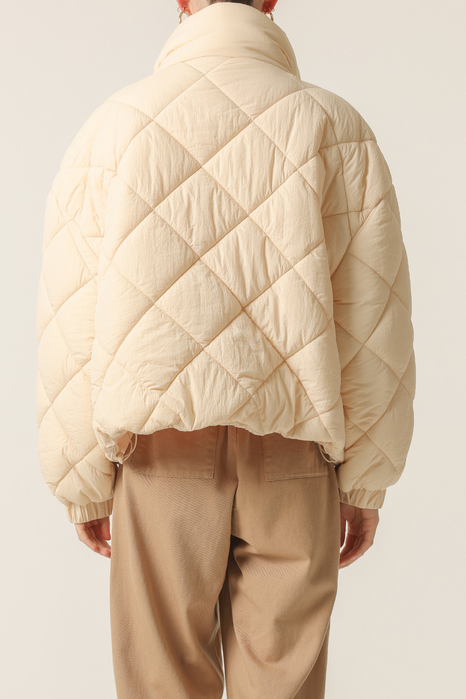 Nude Lucy Asha Puffer Jacket In A Pale Yellow Wheat Colour 