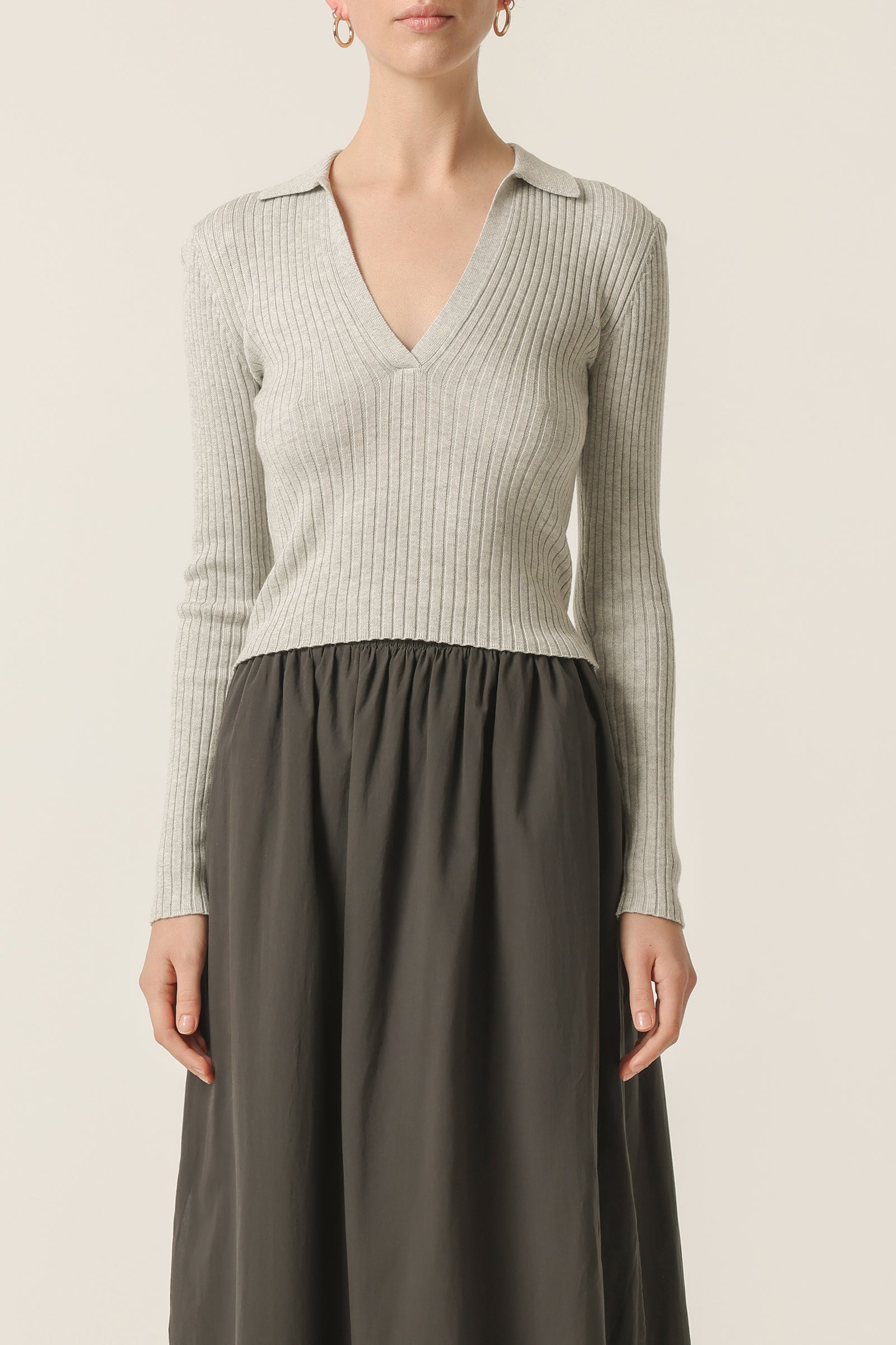 Nude Lucy Paige Knit Top In Grey Marle 