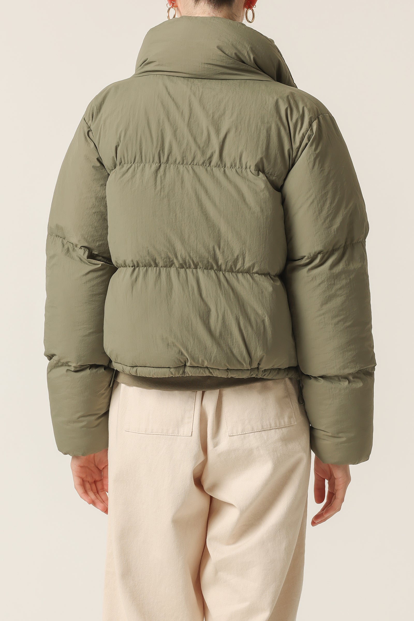 Nude Lucy Topher Puffer Jacket In A Green Willow Colour 