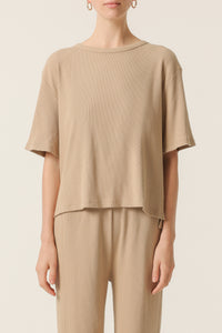 Nude Lucy Lounge Rib Tee In a Beige Sepia Colour
