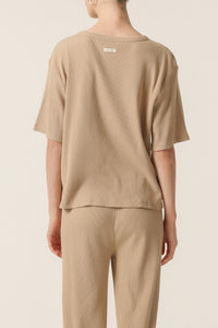 Nude Lucy Lounge Rib Tee In a Beige Sepia Colour