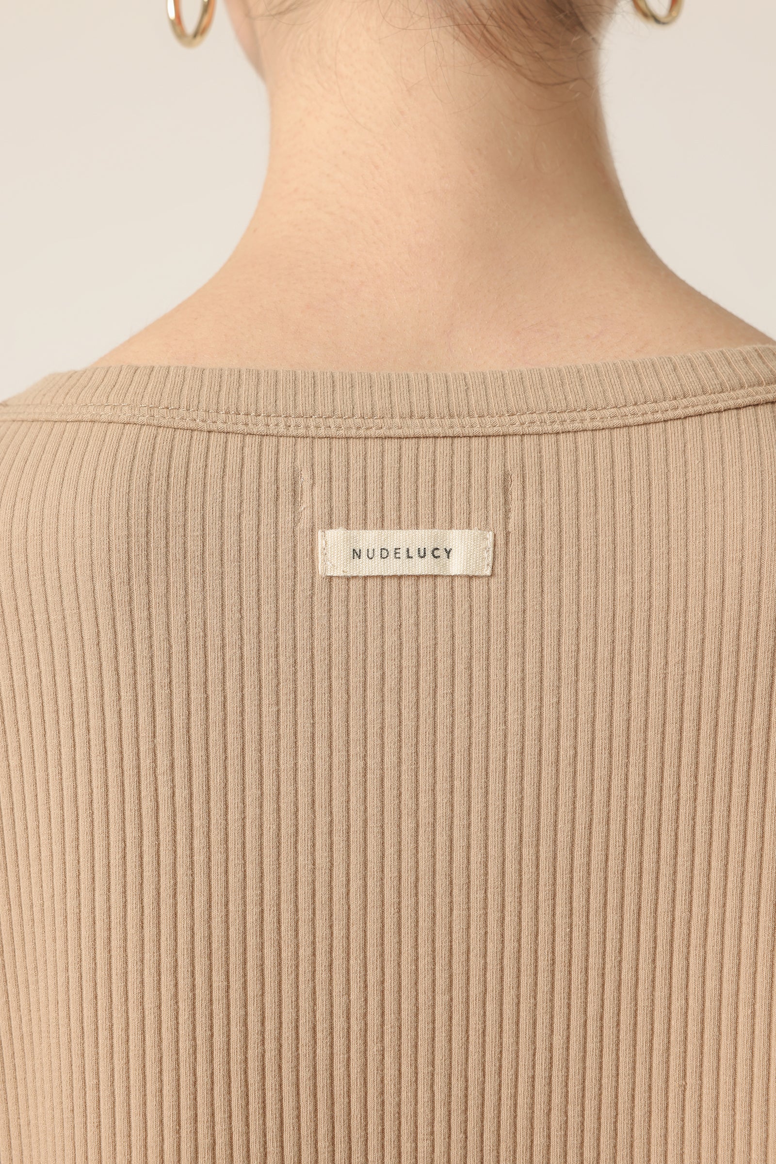 Nude Lucy Lounge Rib Tee In A Beige Sepia Colour 