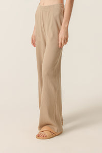 Nude Lucy Nude Lounge Ribbed Pant In a Beige Sepia Colour