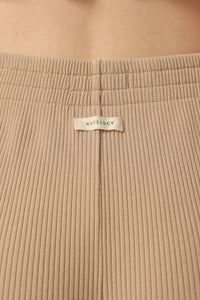 Nude Lucy Nude Lounge Ribbed Pant In a Beige Sepia Colour