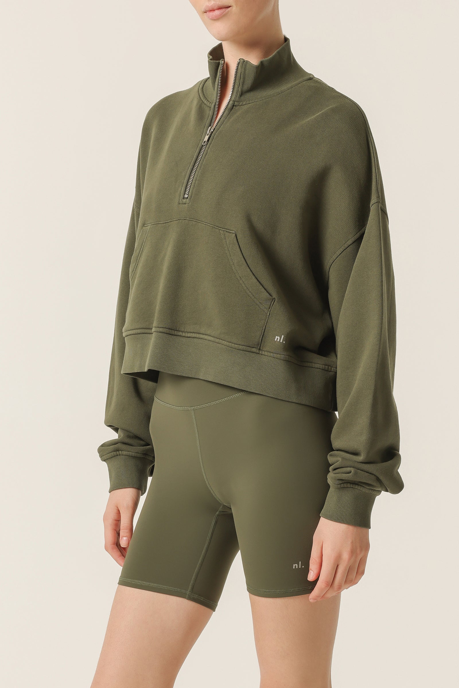 Nude Lucy Nude Active Half Zip Sweat in Forest