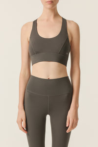 Nude Lucy Nude Active Bra in a Dark Grey In a Brown Coal Colour