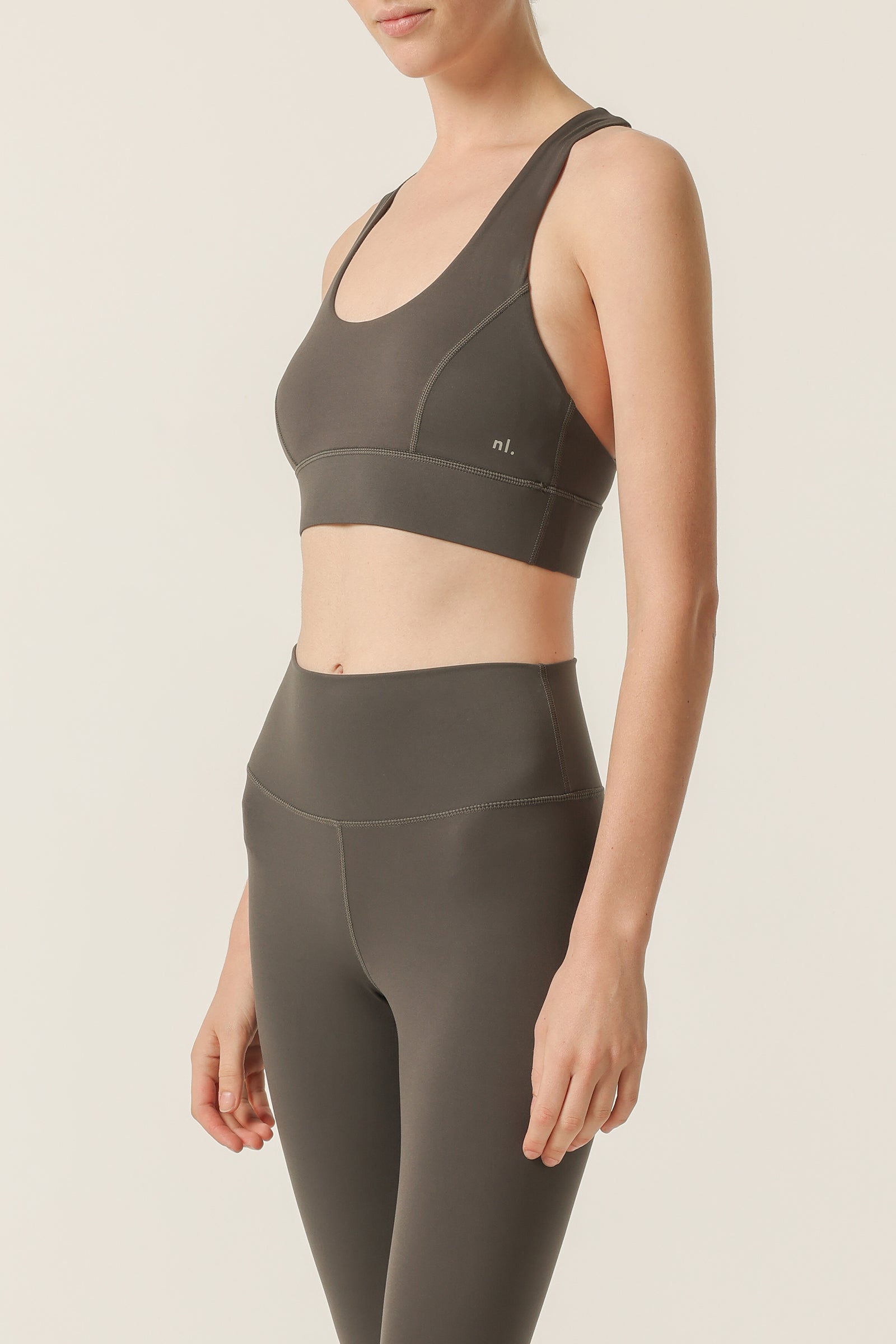 Nude Lucy Nude Active Bra In A Dark Grey In A Brown Coal Colour 