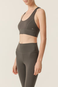 Nude Lucy Nude Active Bra in a Dark Grey In a Brown Coal Colour