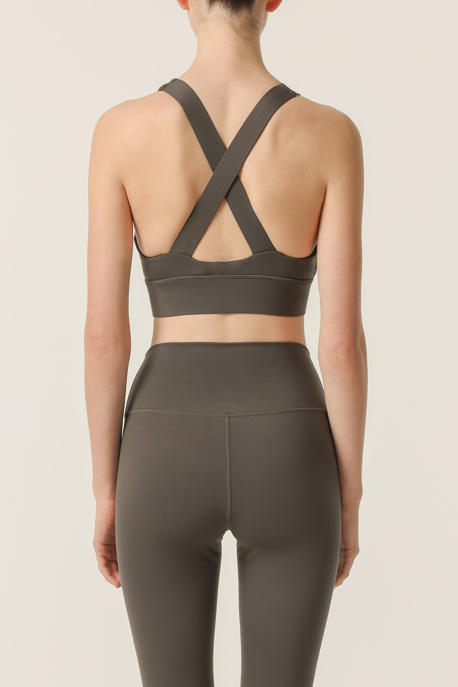 Nude Lucy Nude Active Bra In A Dark Grey In A Brown Coal Colour 