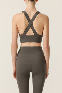 Nude Lucy Nude Active Bra in a Dark Grey In a Brown Coal Colour