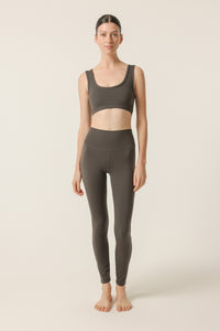 Nude Lucy Nude Active Crop Top in a Dark Grey In a Brown Coal Colour
