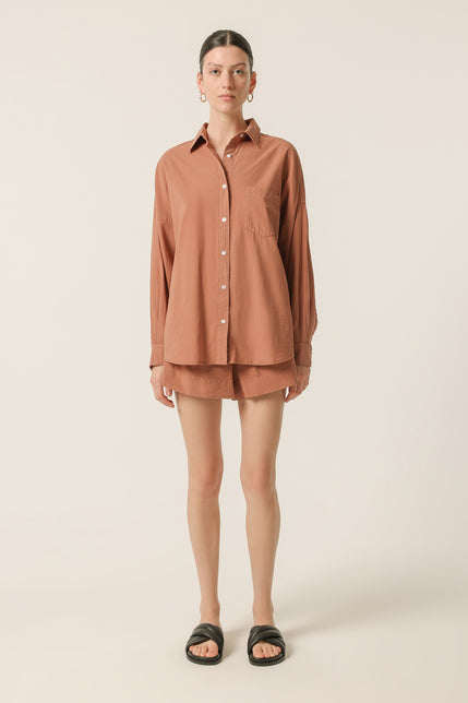 NAYA WASHED COTTON SHIRT-Brandy