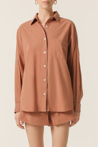 Nude Lucy Naya Washed Cotton Shirt in a Light Brown Brandy Colour