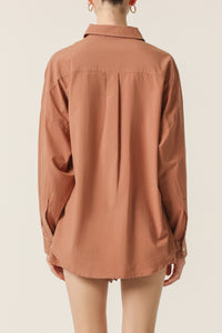 Nude Lucy Naya Washed Cotton Shirt in a Light Brown Brandy Colour