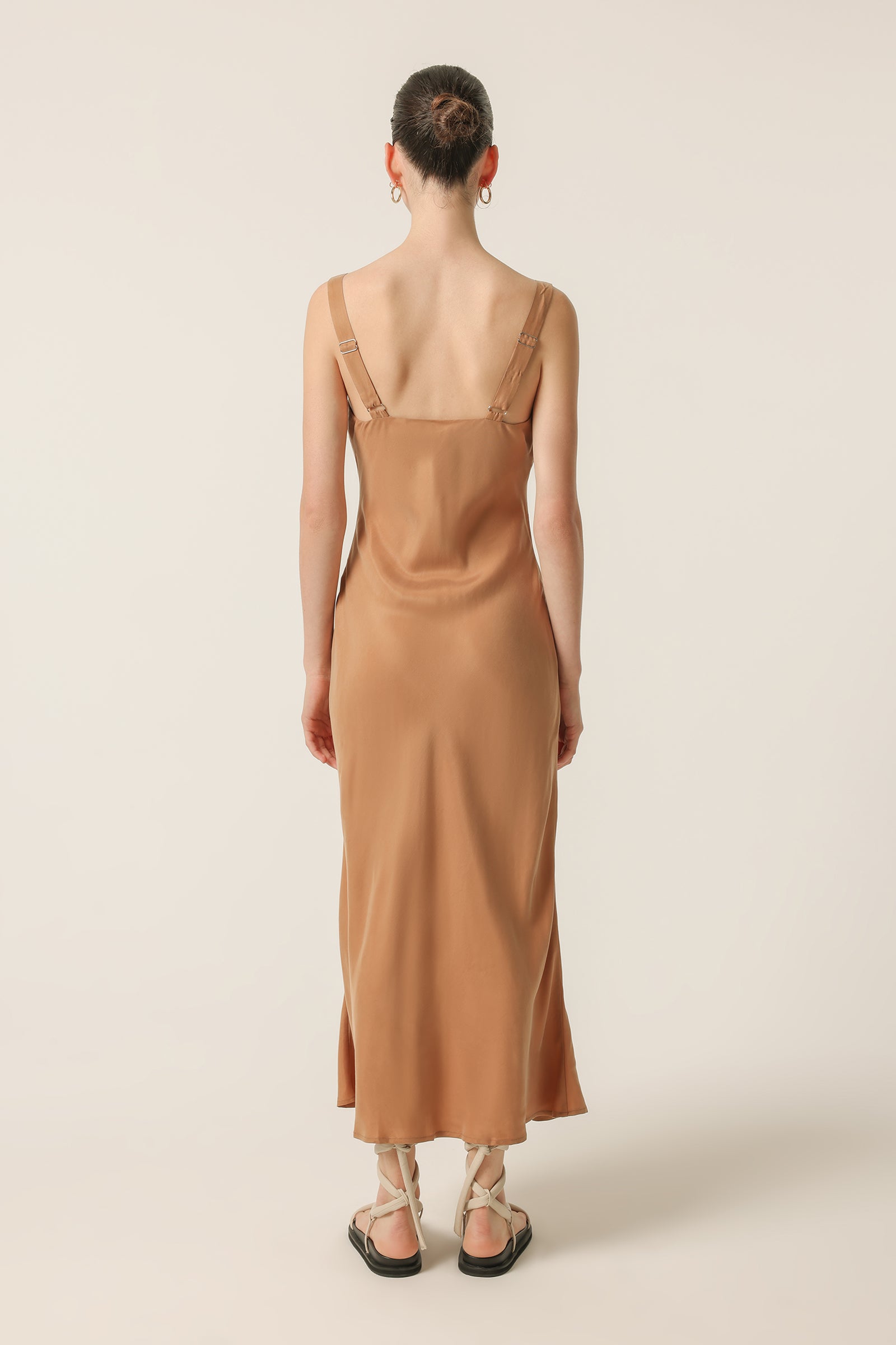 Nude Lucy Harlow Cupro Slip Dress In Maple 