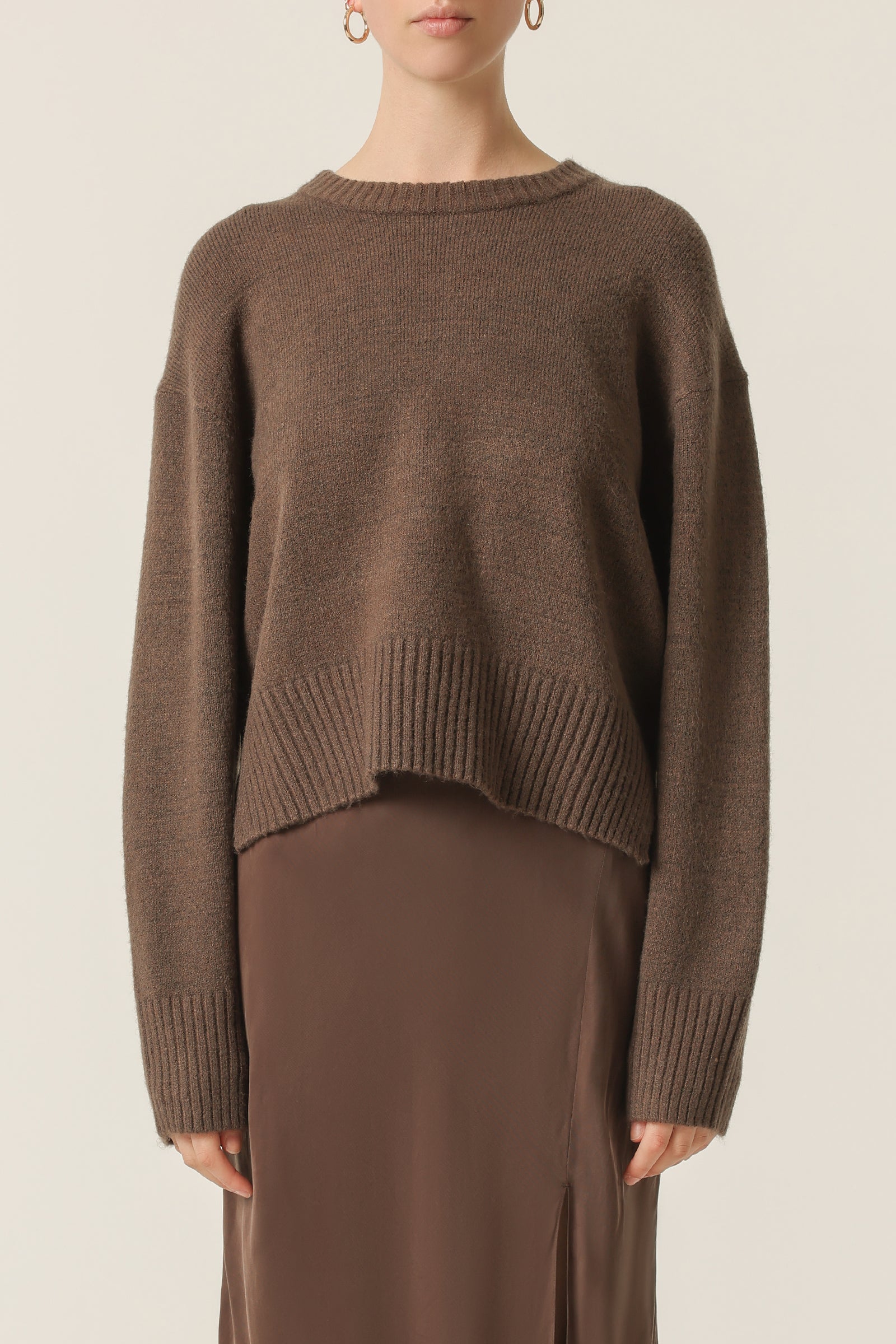 Nude Lucy Finley Knit In a Deep Brown Bark Colour 
