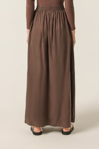 Nude Lucy Gia Cupro Maxi Skirt In a Deep Brown Bark Colour 