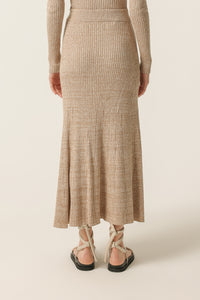 Nude Lucy Paige Knit Skirt in a Light Beige Oat