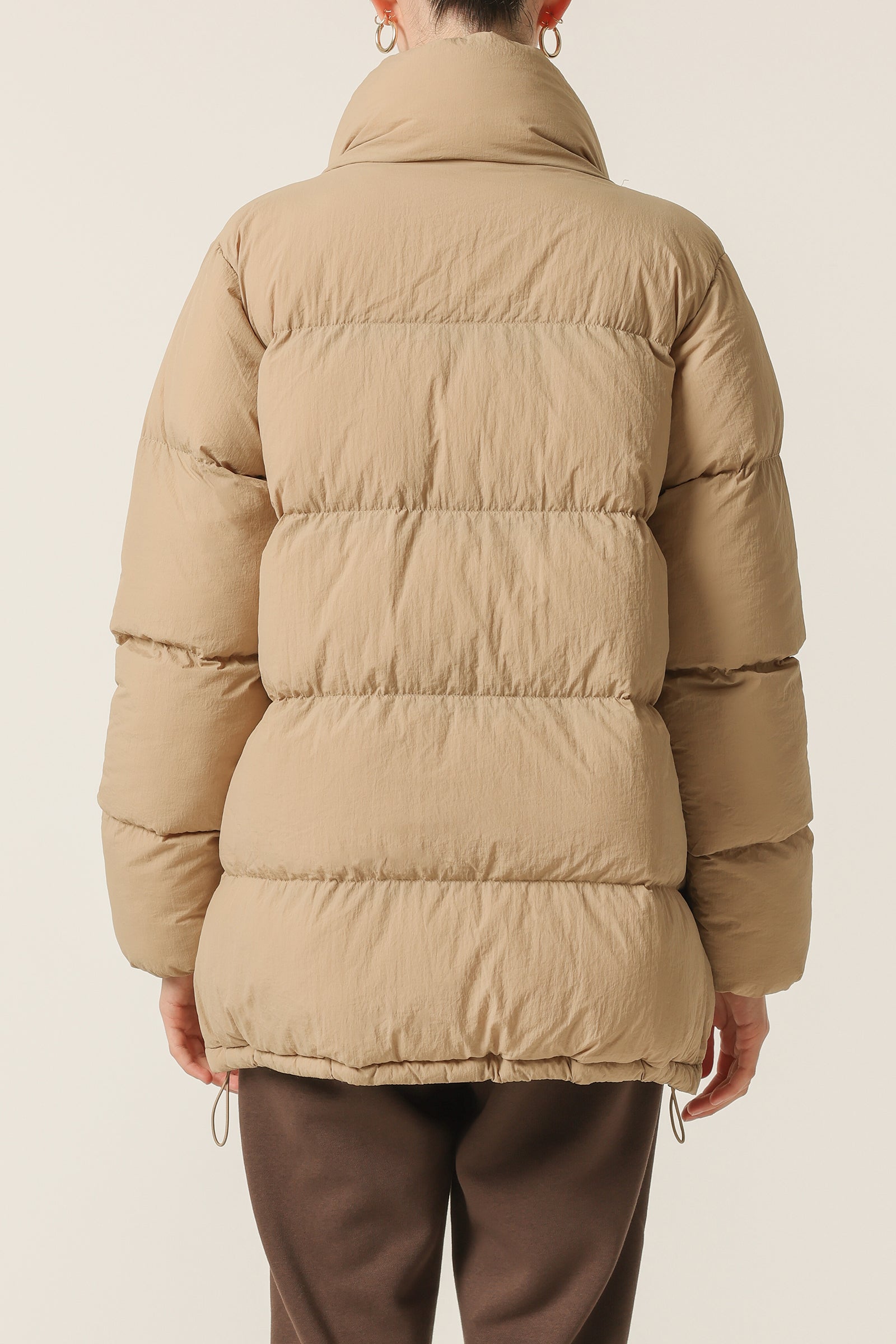 Nude Lucy Topher Longline Puffer In A Beige Sepia Colour 