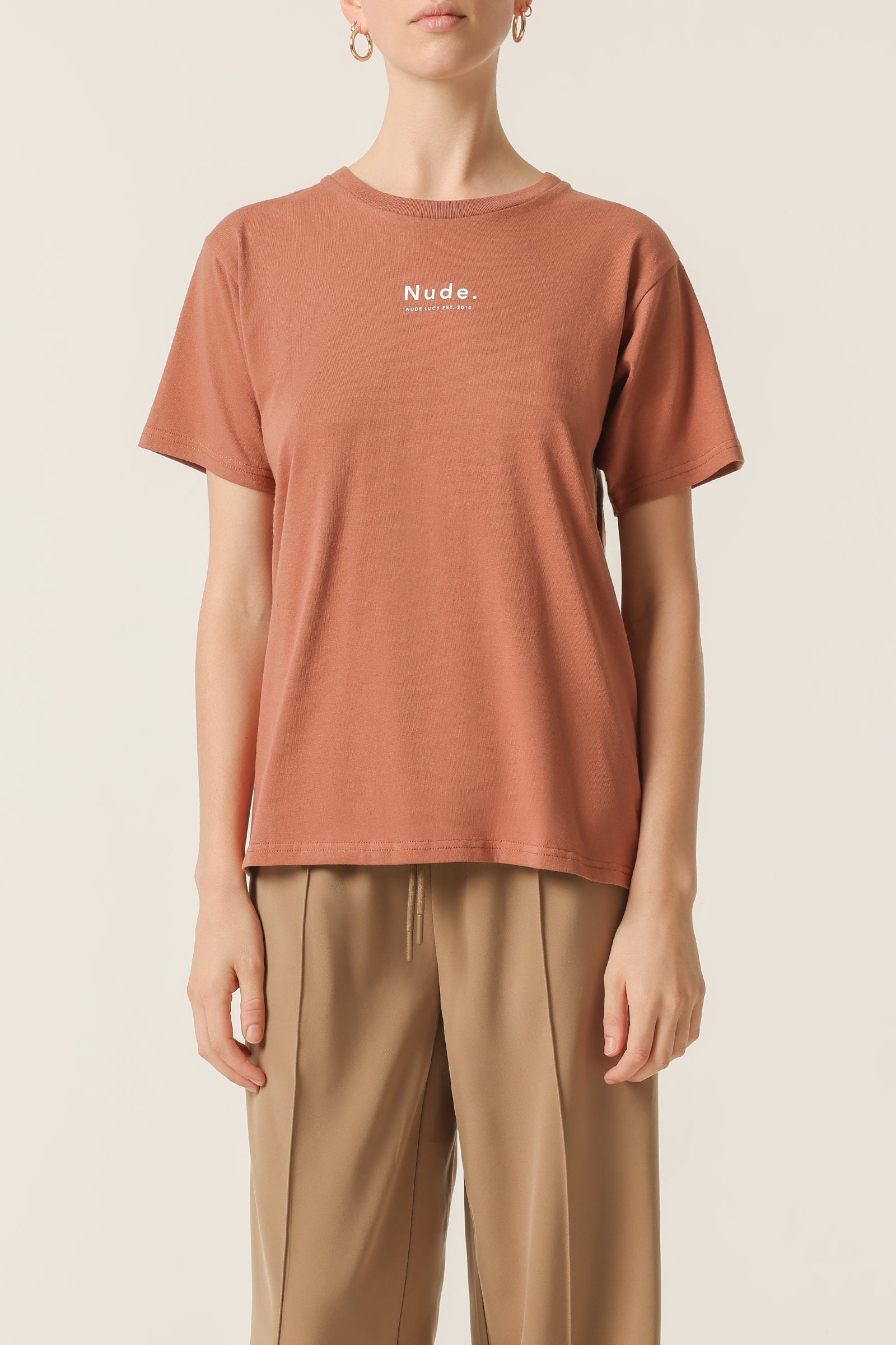 Nude Lucy Nude Organic Heritage Tee in a Light Brown Brandy Colour