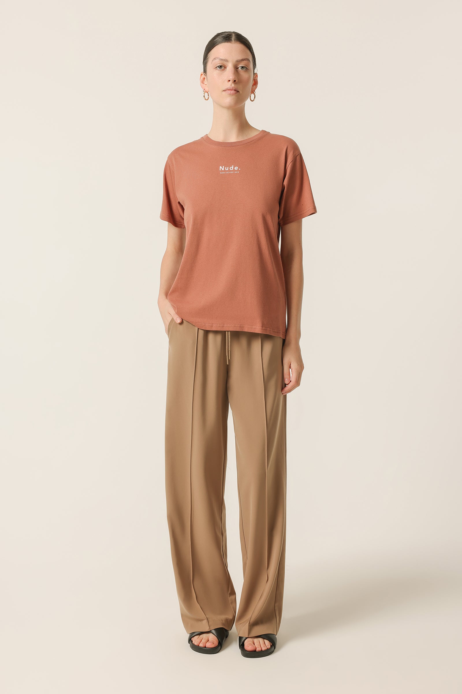 Nude Lucy Nude Organic Heritage Tee in a Light Brown Brandy Colour