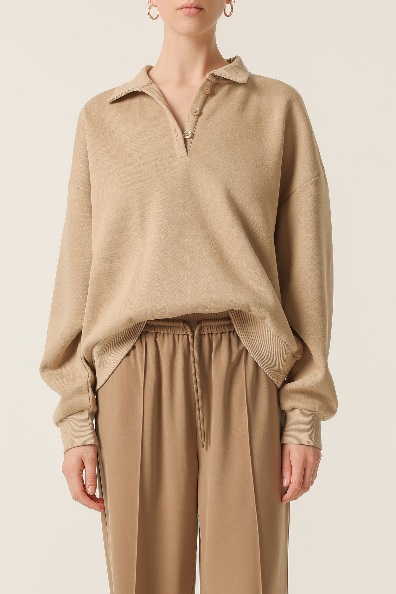 Nude Lucy Winslow Rugby Sweat In a Beige Sepia Colour