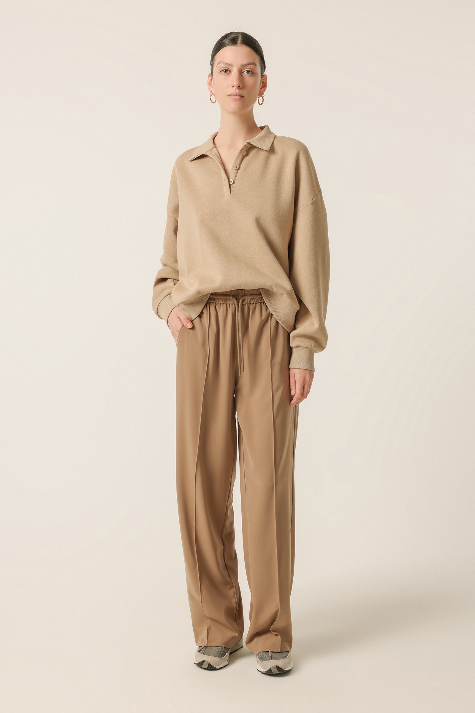 Nude Lucy Winslow Rugby Sweat In a Beige Sepia Colour