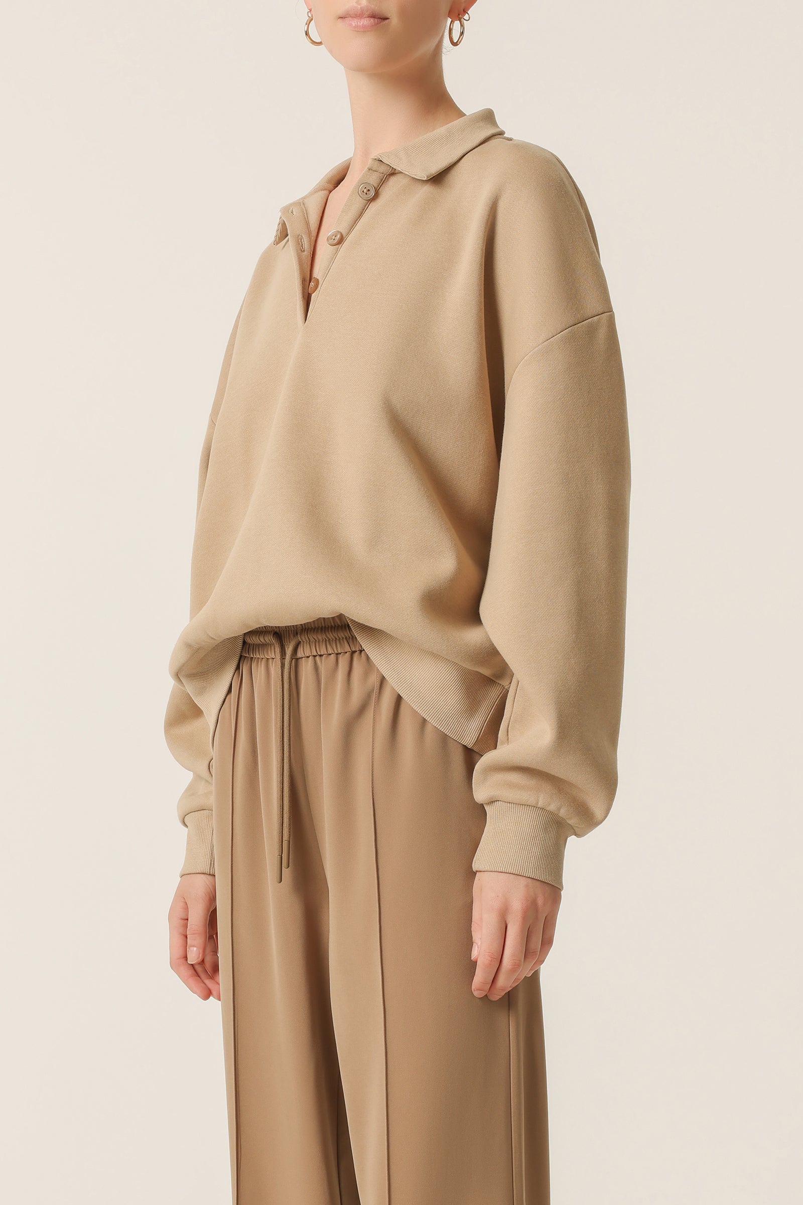 Nude Lucy Winslow Rugby Sweat In A Beige Sepia Colour 