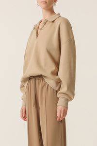 Nude Lucy Winslow Rugby Sweat In a Beige Sepia Colour