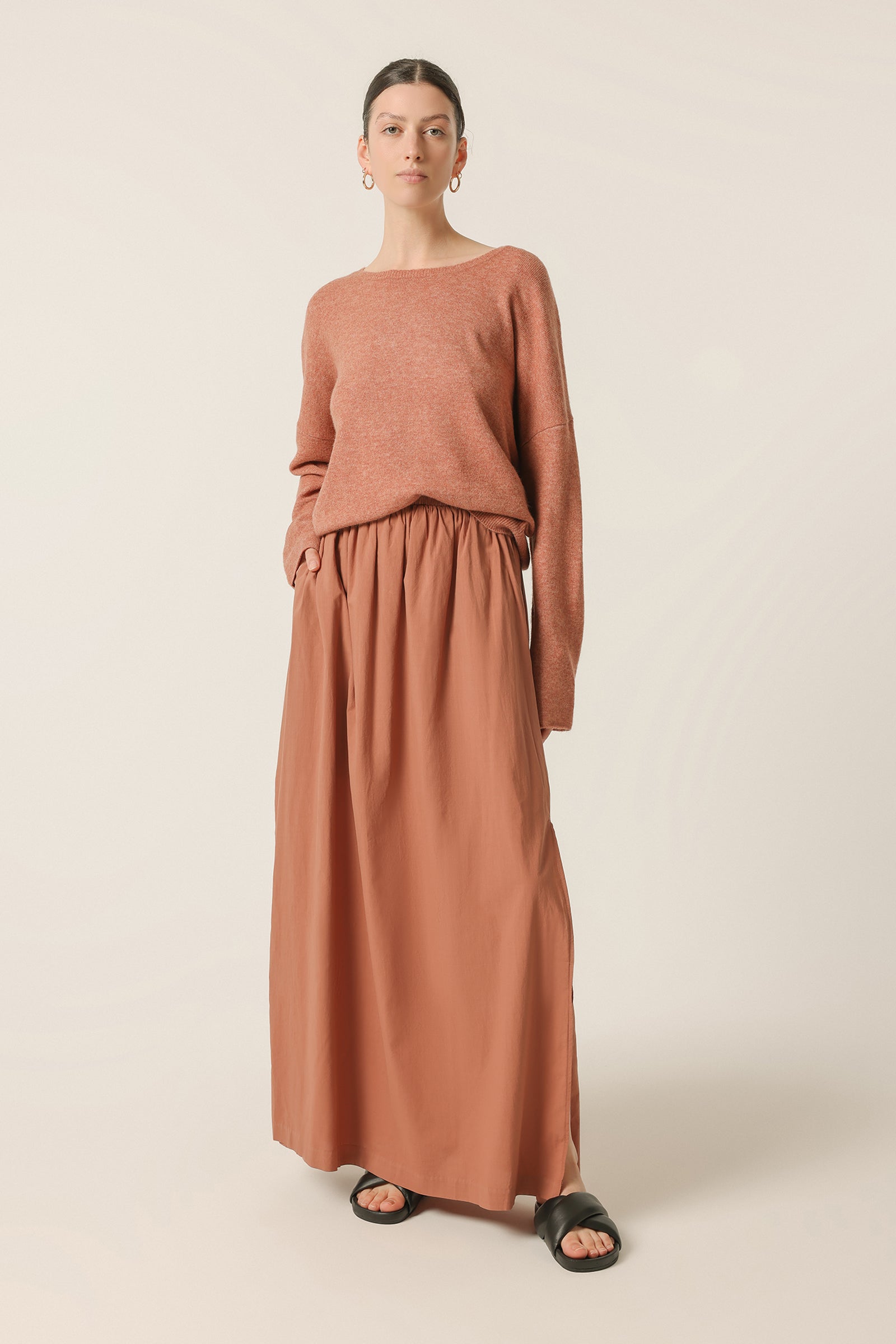 Nude Lucy Hudson Maxi Skirt in a Light Brown Brandy Colour