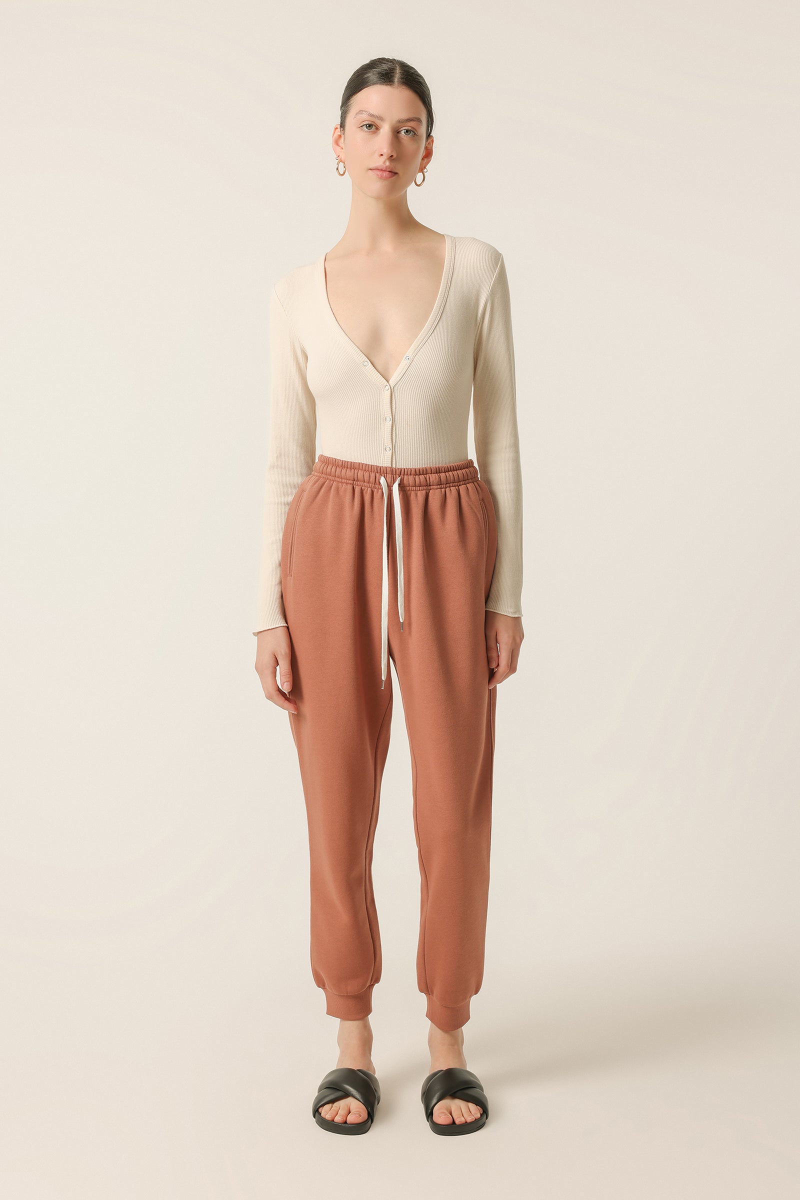 Nude Lucy Millie Long Sleeve Waffle Bodysuit In White Cloud 