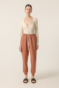 Nude Lucy Millie Long Sleeve Waffle Bodysuit in White Cloud