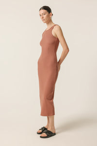 Nude Lucy Harley Waffle Dress in a Light Brown Brandy Colour