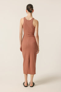 Nude Lucy Harley Waffle Dress in a Light Brown Brandy Colour