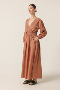 Nude Lucy Hudson Maxi Dress in a Light Brown Brandy Colour
