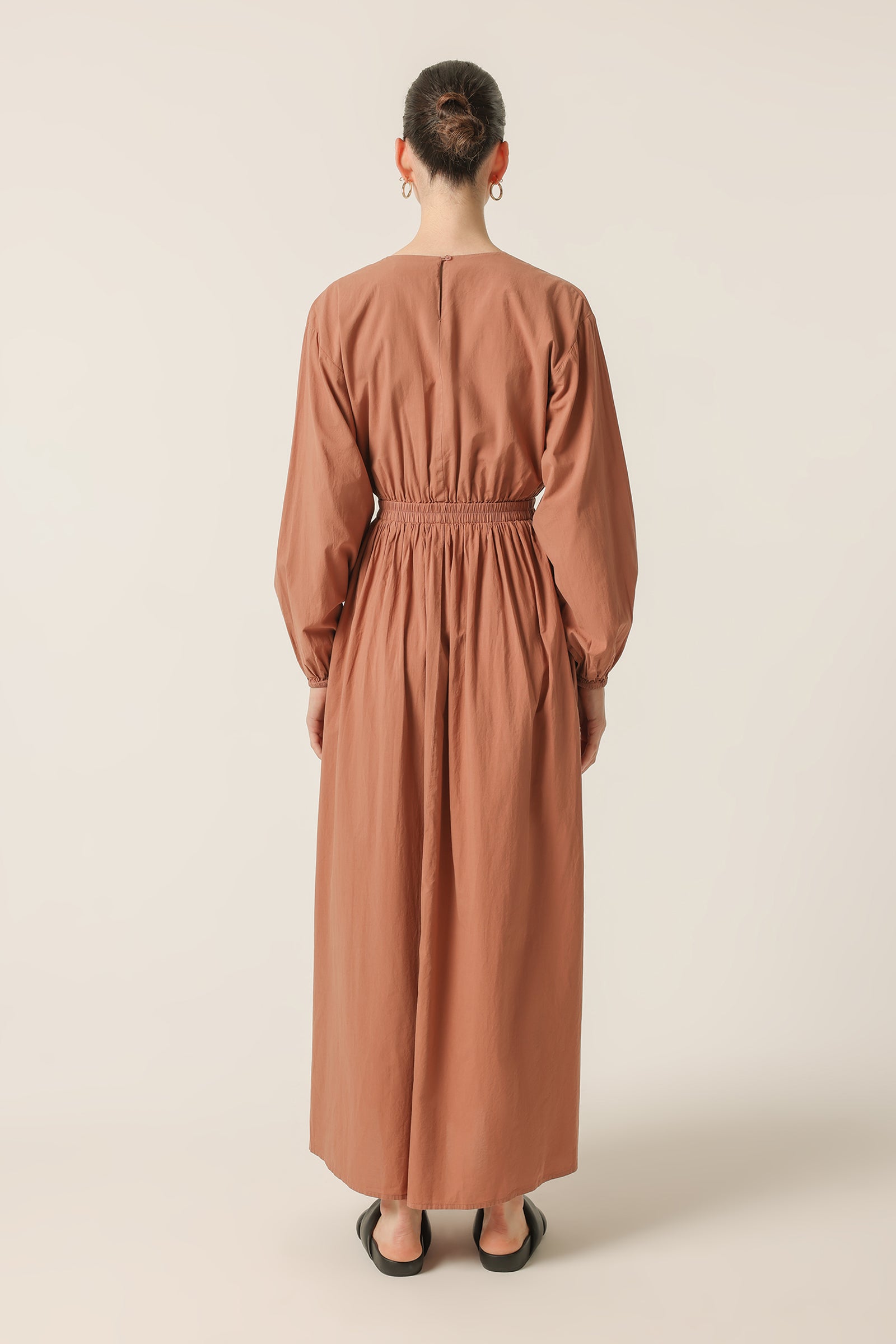 Nude Lucy Hudson Maxi Dress In A Light Brown Brandy Colour 