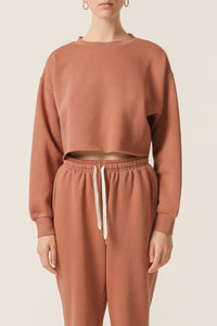Nude Lucy Carter Classic Crop Sweat in a Light Brown Brandy Colour