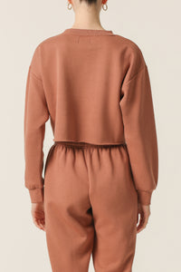 Nude Lucy Carter Classic Crop Sweat in a Light Brown Brandy Colour