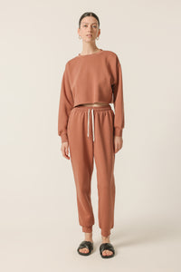 Nude Lucy Carter Classic Crop Sweat in a Light Brown Brandy Colour