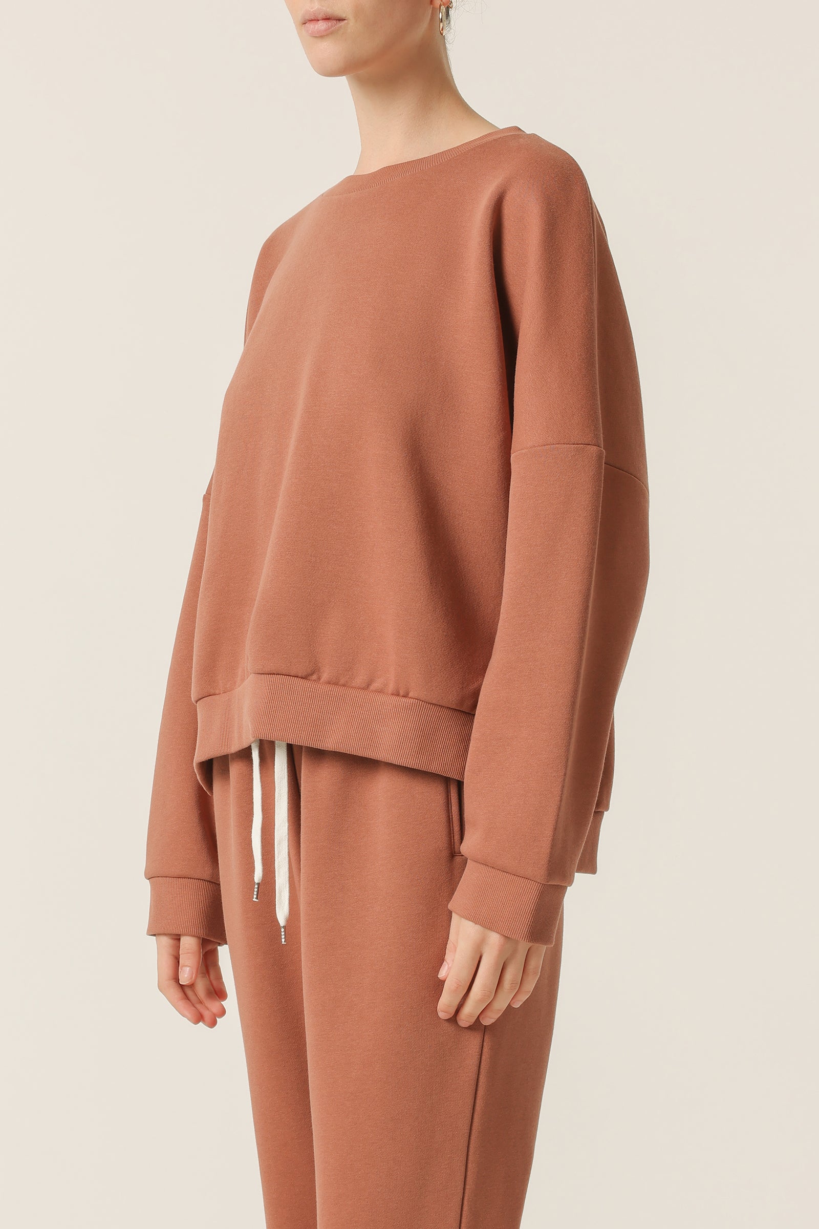 Nude Lucy Carter Classic Oversized Sweat In A Light Brown Brandy Colour 