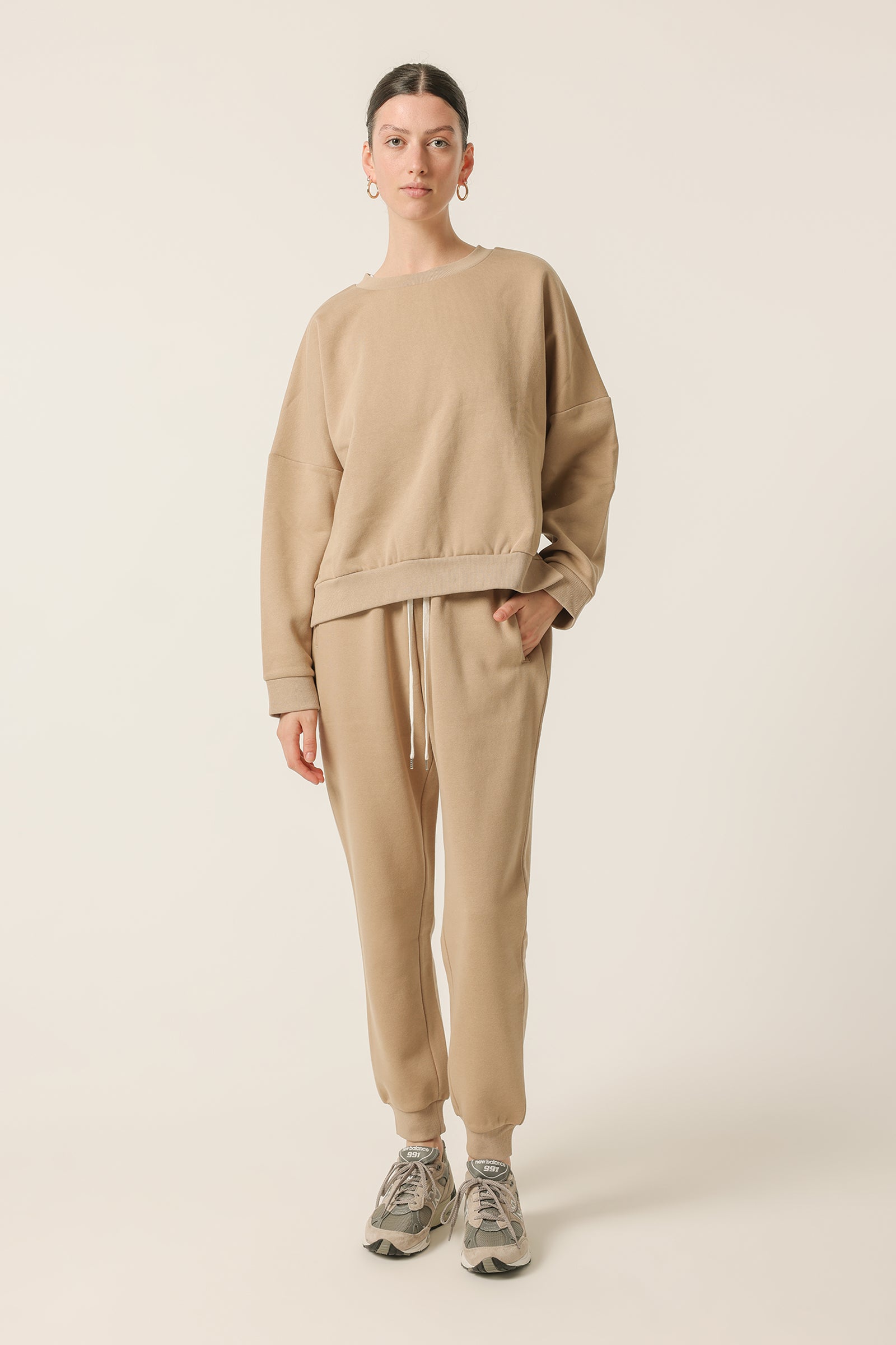 Nude Lucy Carter Classic Oversized Sweat In a Beige Sepia Colour