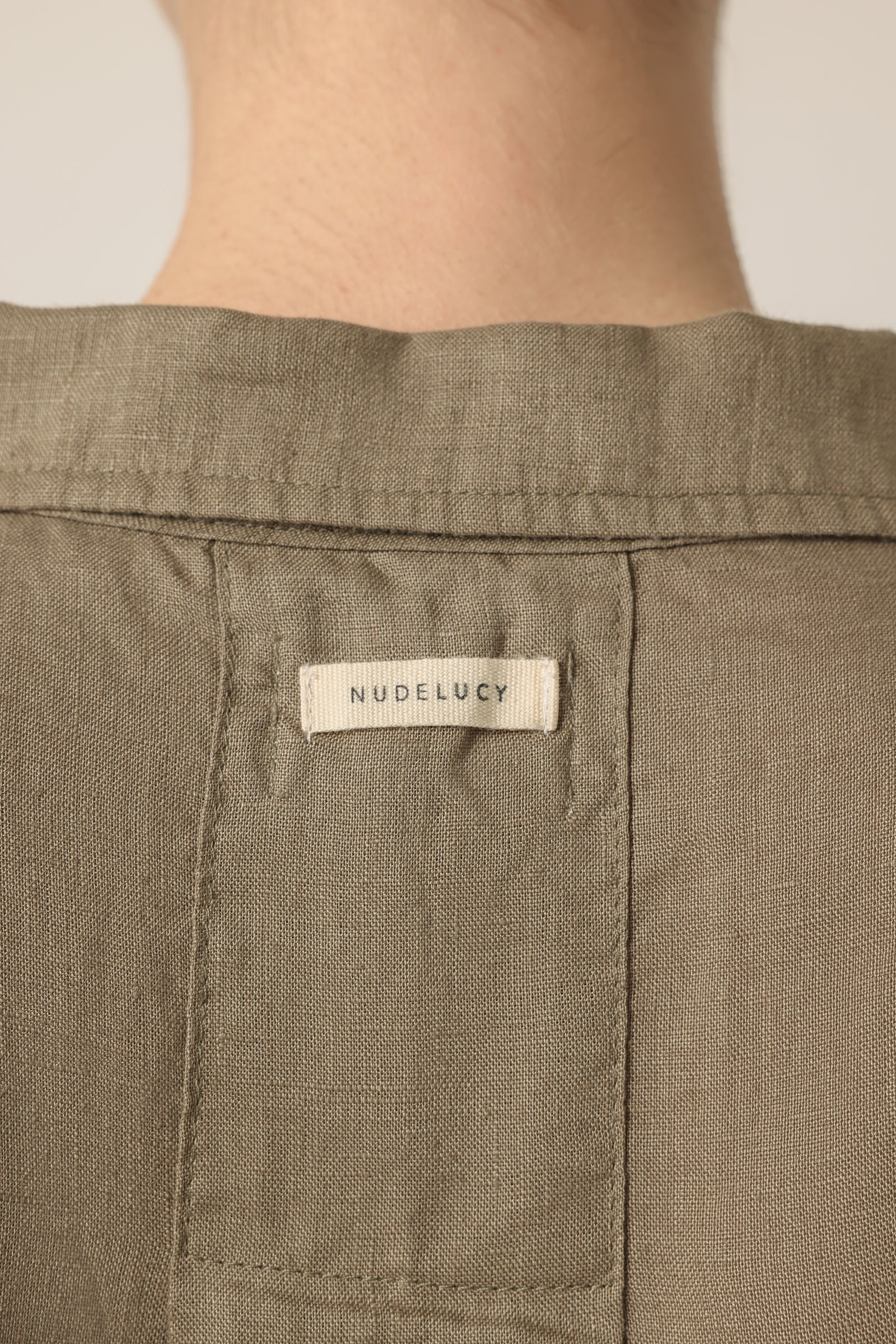 Nude Lucy Lounge Linen Shirt In a Green Willow Colour