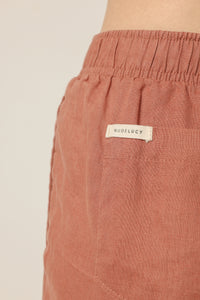 Nude Lucy Lounge Linen Crop Pant in a Light Brown Brandy Colour