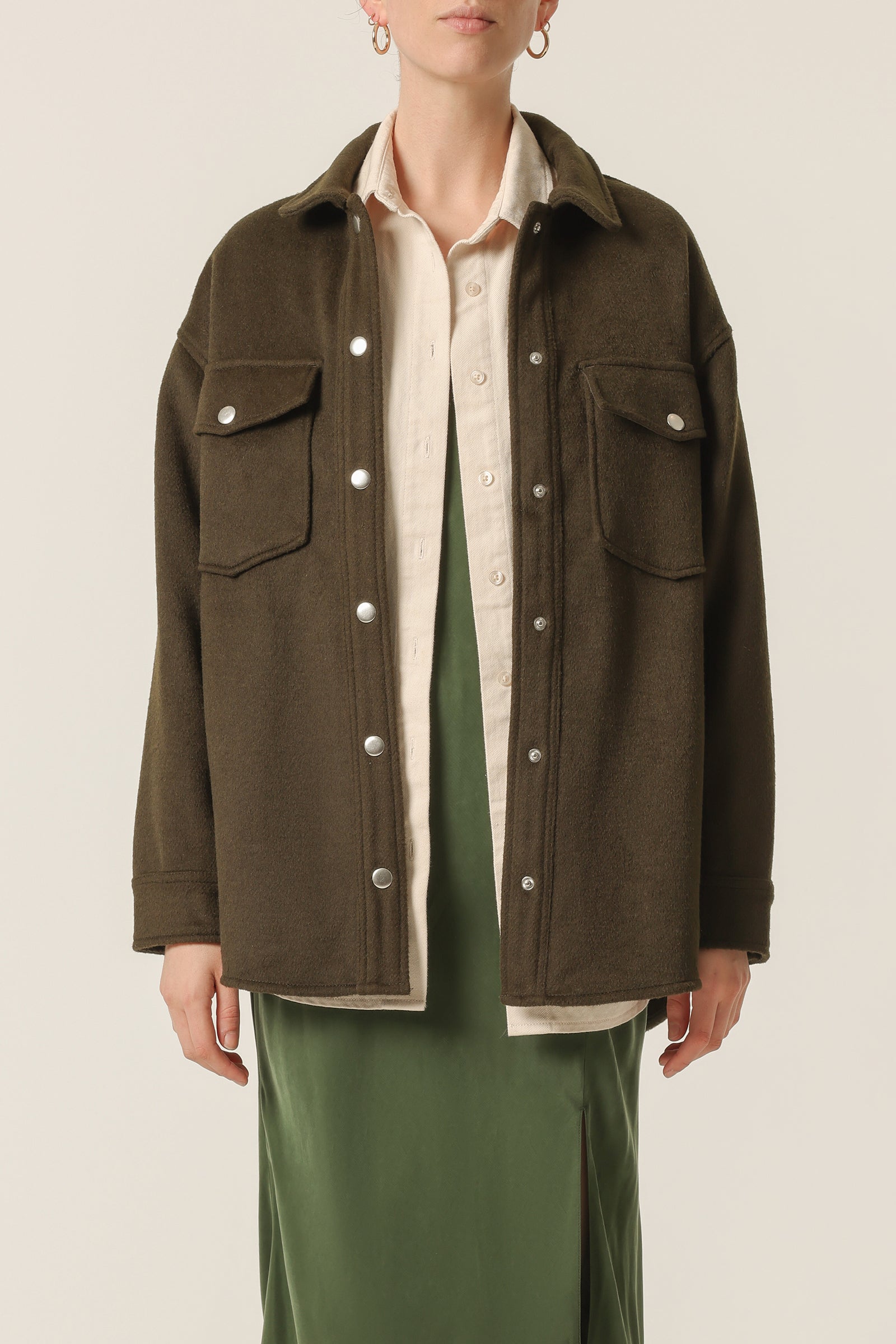 Nude Lucy Carson Wool Jacket In an Green Fig Colour