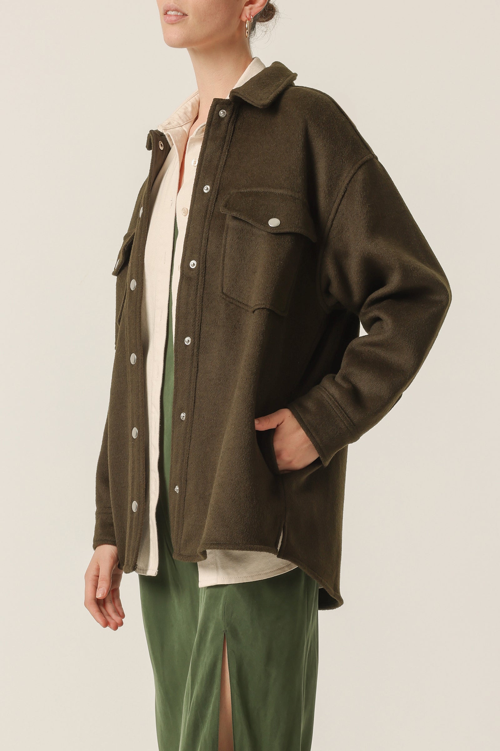 Nude Lucy Carson Wool Jacket In an Green Fig Colour